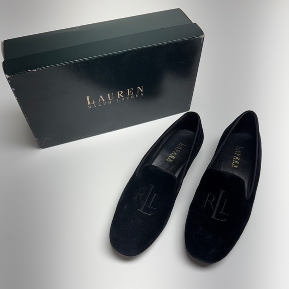 ✨ Lauren Ralph Lauren Black Velvet Loafers – Size 8B ✨ - Picture 1 of 6